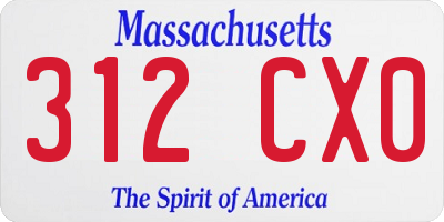 MA license plate 312CX0