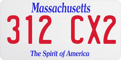MA license plate 312CX2