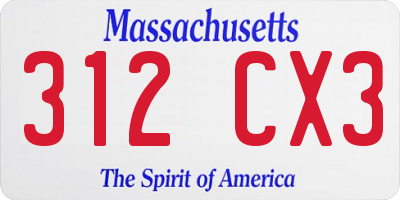 MA license plate 312CX3