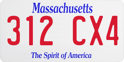 MA license plate 312CX4