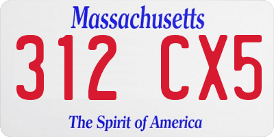 MA license plate 312CX5