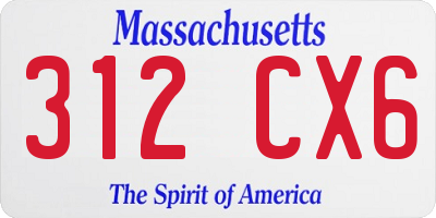 MA license plate 312CX6