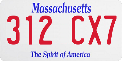 MA license plate 312CX7