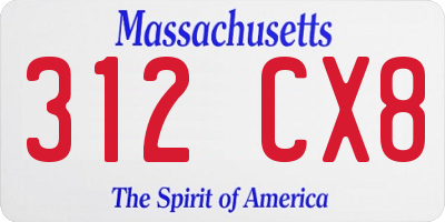 MA license plate 312CX8