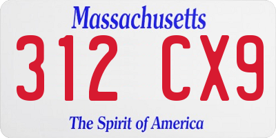 MA license plate 312CX9