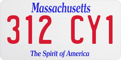MA license plate 312CY1