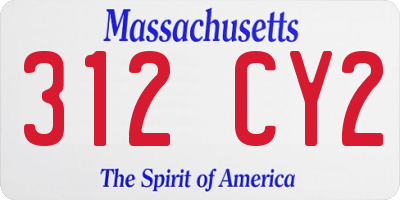 MA license plate 312CY2
