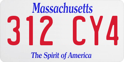 MA license plate 312CY4