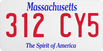 MA license plate 312CY5