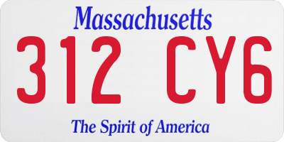 MA license plate 312CY6