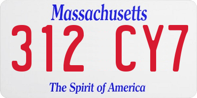 MA license plate 312CY7