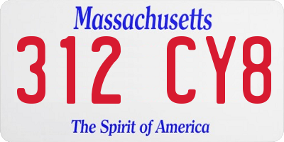 MA license plate 312CY8