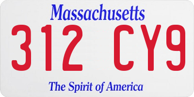 MA license plate 312CY9
