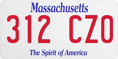 MA license plate 312CZ0
