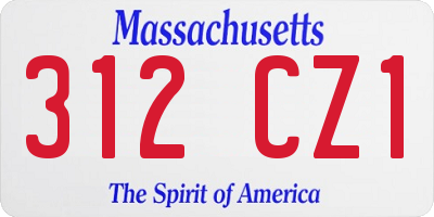 MA license plate 312CZ1