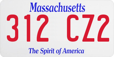 MA license plate 312CZ2