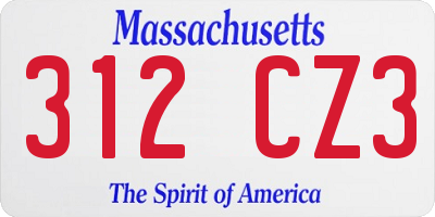 MA license plate 312CZ3