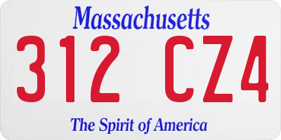MA license plate 312CZ4