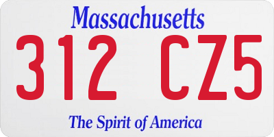 MA license plate 312CZ5