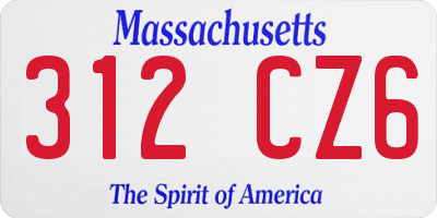 MA license plate 312CZ6