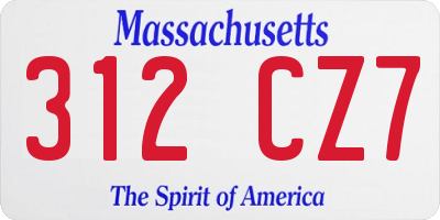 MA license plate 312CZ7