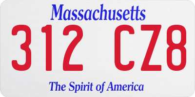 MA license plate 312CZ8
