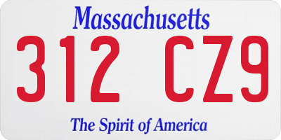 MA license plate 312CZ9