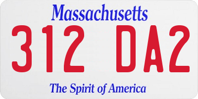 MA license plate 312DA2