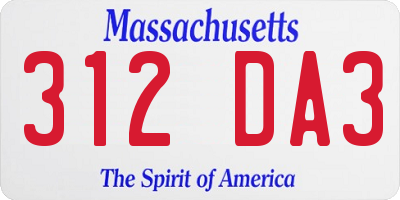 MA license plate 312DA3