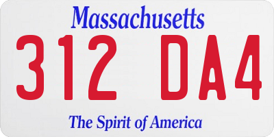 MA license plate 312DA4