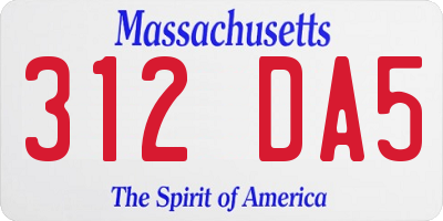 MA license plate 312DA5