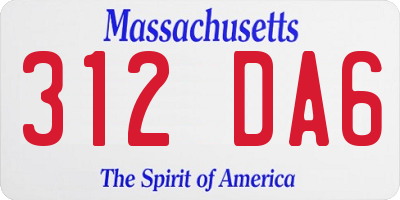MA license plate 312DA6