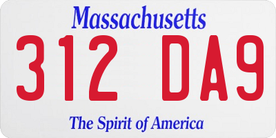 MA license plate 312DA9