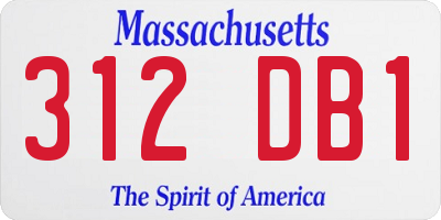 MA license plate 312DB1