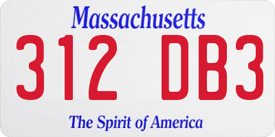 MA license plate 312DB3