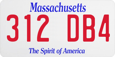 MA license plate 312DB4