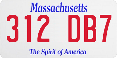 MA license plate 312DB7
