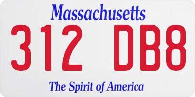 MA license plate 312DB8