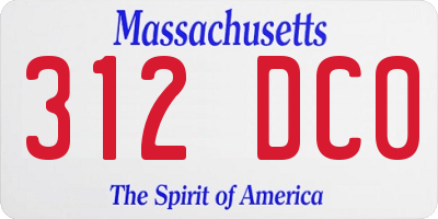 MA license plate 312DC0