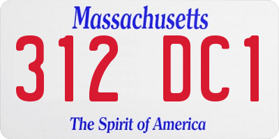 MA license plate 312DC1