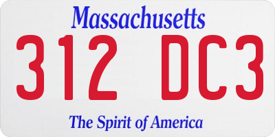 MA license plate 312DC3