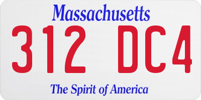 MA license plate 312DC4