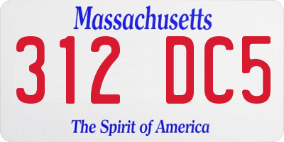 MA license plate 312DC5