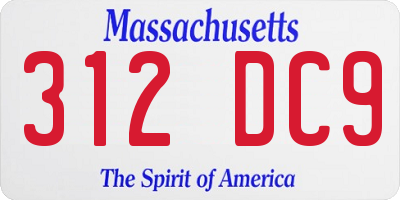 MA license plate 312DC9
