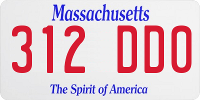 MA license plate 312DD0