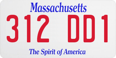 MA license plate 312DD1