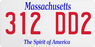 MA license plate 312DD2