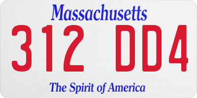 MA license plate 312DD4