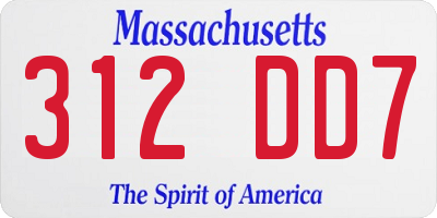 MA license plate 312DD7