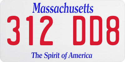 MA license plate 312DD8